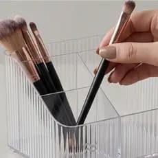 Organizador Multiuso Maquiagem Pincéis e Cosméticos Acrílico Transparente Design Ondulado Luxo Premium