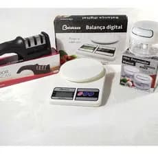 Kit Chef Cozinha Afiador de Facas + Balança Digital 10kg + Mini Processador Manual 200ml
