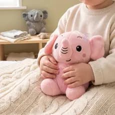 Boneco Elefante De Pano Super Macio Decoração Quarto Infantil Berço Newborn Cinza E Rosa Fofinho