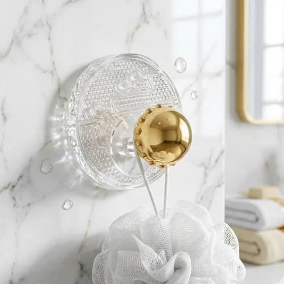 Gancho Adesivo Redondo Dourado Suporte Parede Sem Furo Banheiro Cozinha Luxo Cabideiro Acrílico