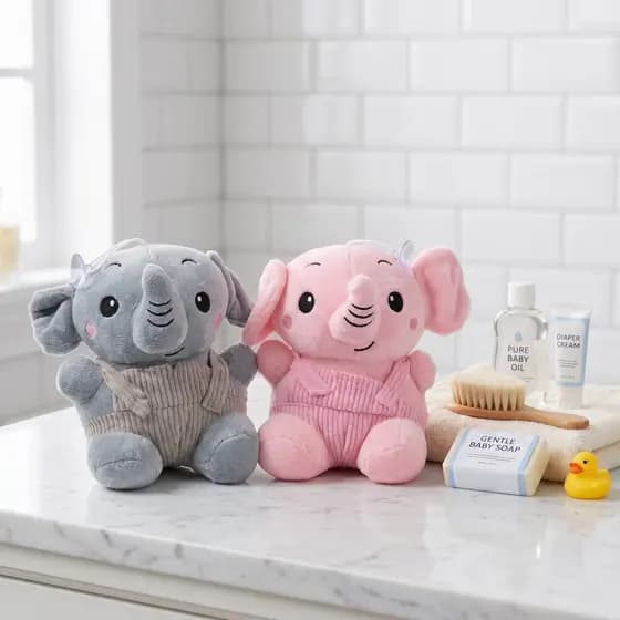 Bicho De Pelúcia Elefante Pequeno Nana Nenê Antialérgico Presente Chá De Bebê Menino E Menina 17cm
