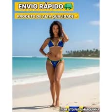 Biquíni Cortininha Fio Dental Copa do Mundo Marquinha Detalhe Bandeira Cores do Brasil