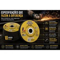 Kit 10 Discos Desbaste 4,5 x 1/4 x 22.2mm Flex Lotus