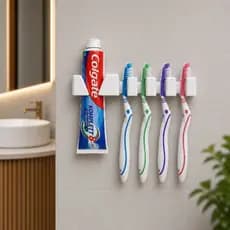 Suporte Porta Escovas e Pasta de Dente  – Fixação Sem Furos, Moderno e Prático