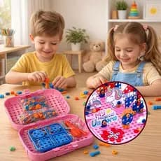 Maleta Montagem Unicórnio Infantil Peças Encaixe Brinquedo Criativo Educativo Aprendizado