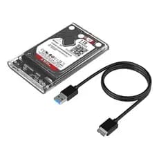 Case + HD 500GB Externo USB 3.0 Transparente Para HD/SSD SATA 2,5"