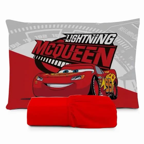 JOGO DE LENÇOL SOLTEIRO INFANTIL  CARROS MCQUEEN FRONHA TRAVESSEIRO 2 PEÇAS