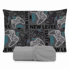 JOGO DE LENÇOL SOLTEIRO 2 PEÇAS, LENÇOL DE ELASTICO, CAPA DE TRAVESSEIRO, GAME