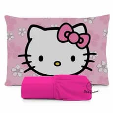 JOGO DE LENÇOL SOLTEIRO 2 PEÇAS, LENÇOL DE ELASTICO, CAPA DE TRAVESSEIRO, HELLO KITTY