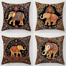 KIT 4 CAPAS DE ALMOFADAS  DE ELEFANTES , IDEAL PARA A DECORAÇÃO  - TAMANHO 45X45