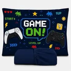 JOGO DE LENÇOL SOLTEIRO INFANTIL GAME GAMER FRONHA TRAVESSEIRO, LENÇOL DE ELASTICO