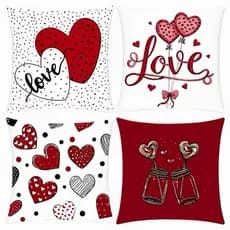 KIT 4 CAPAS DE ALMOFADAS  CORAÇÃO, AMOR,APAIXONADO, DIA DOS NAMORADOS- TAMANHO 45X45