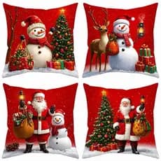 KIT 4 CAPAS DE ALMOFADAS DECORATIVAS NATAL ,PAPAI NOEL ,BONECO DE NEVE,RENA COLEÇÃO 2026