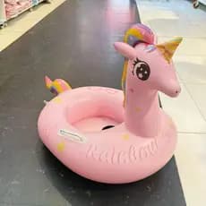 Bóia Inflável Bote Infantil Com Alça  de Ursinho Piscina Praira Verão PVC Resistente 70Cm