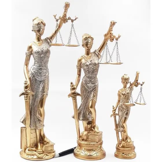 Enfeite Deusa Dama da Justiça de Resina [ 30cm, 41cm ] Brilhante Escultura para Decorção de Mesa, Escritorio, Estante