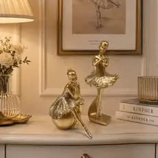 Enfeite Bailarina de Resina Brilhante Escultura para Decorção de Mesa, Escritorio, Estante - TBLN-50A TBLN-51A