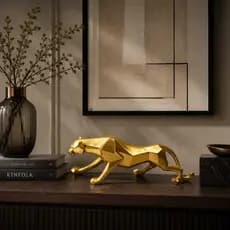 Enfeite Leopardo de Resina Estatua de Luxo para Decorção de Mesa, Escritorio, Estante - TLPD-30