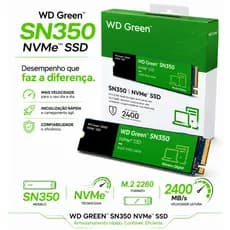 SSD WD Green SN350 NVMe M.2 2280 – 500GB e 1TB - 2400MB/s - Novo Lacrado - C/ NF