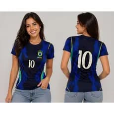 Camisa Brasil Azul ou AMARELO Baby Look Feminina Bordada nova 2026 Envio imediato