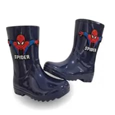 Galocha Bota de Chuva Infantil Agshop Aranha Azul Marinho Cano Alto