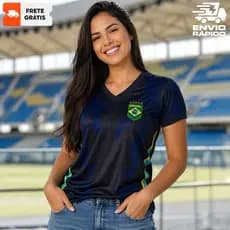 Camiseta BABY LOOK Unissex Masculina ou Feminina Brasil Seleção Copa do Mundo Dry Fit Básica