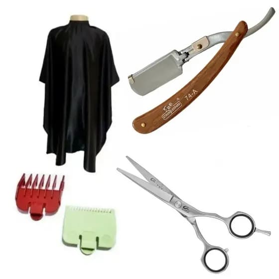 Kit Cabeleireiro Navalha Capa Pente Disfarce Tesoura 6.0