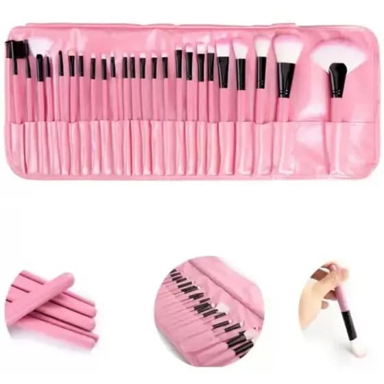 Kit 24 Pincéis Para Maquiagem Com Cerdas Sintéticas