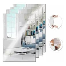 Kit 10 Espelhos Acrílico 40x30 Adesivo Decorativo Funcional Quarto Roupeiro Box Banheiro