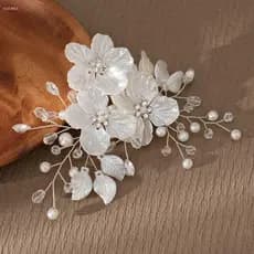 Chapéu De Noiva , Cocar Feito À Mão Com Flor De Pérola De Cristal , Prendedor De Cabelo Elegante Para Casamento G5WI