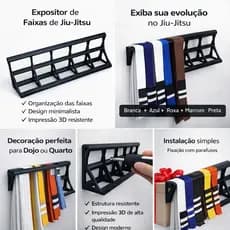 Expositor de Faixas Jiu Jitsu Karatê Taekwondo Porta Faixa Parede