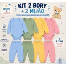 Kit 2 Body + 2 Mijão Menino e Menina Bory para Bebê Infantil Bori Feminino e Masculino