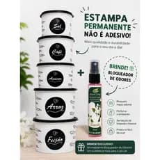 KIT DE POTES DE MANTIMENTOS DE COZINHA COM 5 PEÇAS PORTA CONDIMENTOS