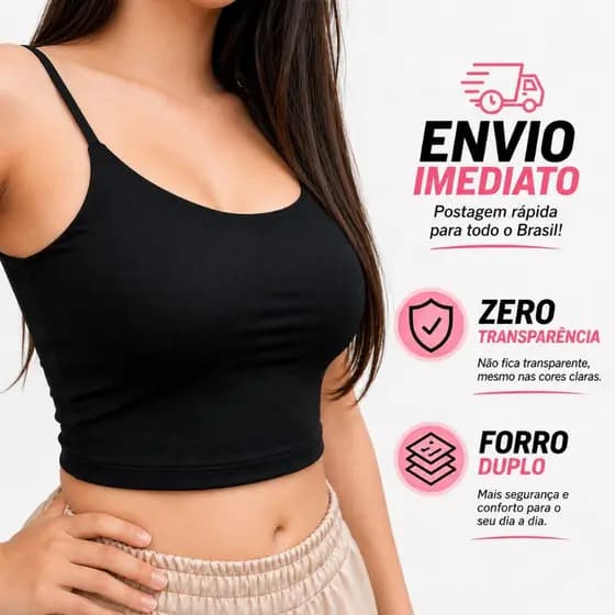 Cropped Feminino Suplex Alça Fina Forro Duplo Blusa Feminina Blusinha Basica Blusa Regata Academia