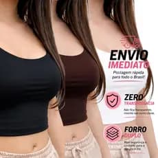 KIT 3 Cropped Feminino Suplex Alça Fina Forro Duplo Regata Academia Blusinha básica Moda Feminina