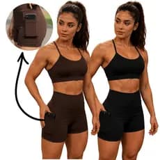 Conjunto Academia Fitness Top e Short Zero Transparência Compressão Suplex Promoções