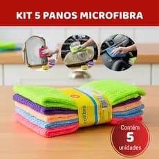Kit 5 Panos Microfibra 30x30 – Super Absorvente, Não Risca, Sem Fiapos | Multiuso