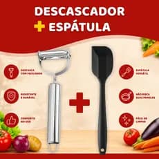 Kit 2 Peças Cozinha: Descascador de Legumes 2 em 1 e Espátula Pão Duro 21cm | Ferramentas práticas para descascar legume