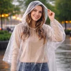 Capa de Chuva Reutilizável Transparente Unissex Leve Portátil Impermeável