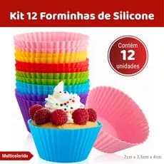 Kit 12 Forminhas de Silicone Cupcake Reutilizável Antiaderente Assar Fácil Sem Grudar