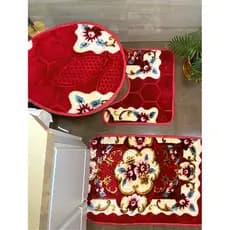 Jogo de Tapetes para Banheiro com Design Floral Vintage, Antiderrapante e Absorvente