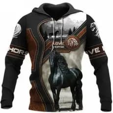 1 Peça Personalizado Sua Imagem Colorido Cavalo Animal Hoodies Amor Marrom 3D Impresso Harajuku Moda Outono Hoodie Casua