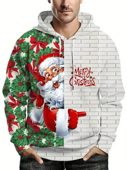 Papai Noel Hoodies Para Homem Mulheres Gatos Boneco De Neve 3D Impresso Moletom Casual Crianças Topos Pullovers Mangas C