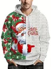 Papai Noel Hoodies Para Homem Mulheres Gatos Boneco De Neve 3D Impresso Moletom Casual Crianças Topos Pullovers Mangas C
