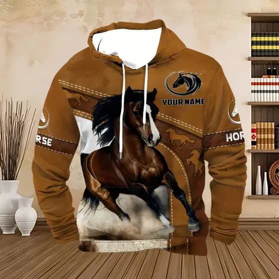 Cavalo Vintage Impressão 3D Harajuku Rua Esportes Moletom Masculino Outono Escalada Ao Ar Livre Correndo Mangas Comprida