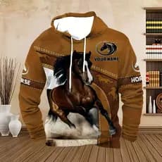 Cavalo Vintage Impressão 3D Harajuku Rua Esportes Moletom Masculino Outono Escalada Ao Ar Livre Correndo Mangas Comprida
