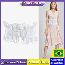 Aucinto moda feminina cinta de renda cinto largo saia de renda cinto largo exterior usar cintura estreita elástico cinto