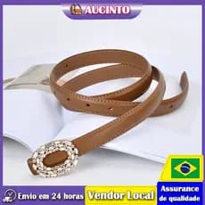 Aucinto novo estilo feminino cinto strass incrustado fivela redonda Jeans decoração