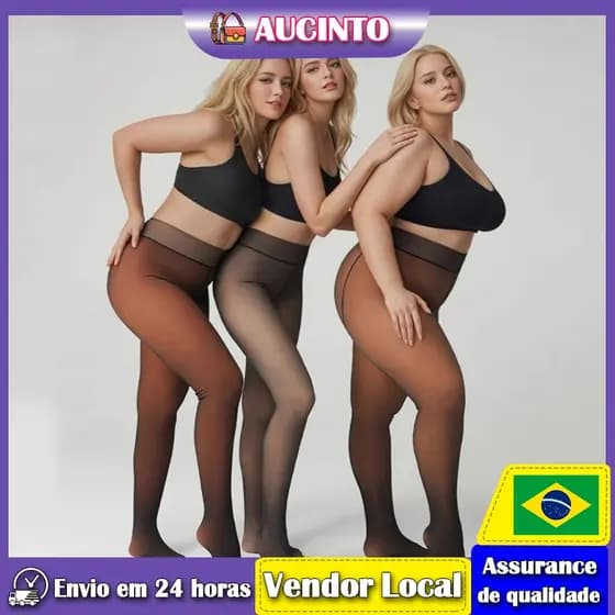 Aucinto Real translúcido mais veludo engrossado Leggings feminino outono inverno quente exterior Wear tamanho grande mei