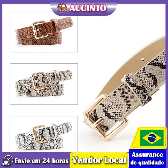 Aucinto novo estilo Retro cinto fino cobra impressão senhoras cinto Jeans vestido decorativo pequeno cinto