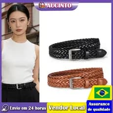 Aucinto novo estilo PU trançado cinto feminino simples Retro fino cinto Casual Jeans cinto pino fivela calças cinto